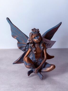 Blue and Bronze Fairy Figurine Decorative Sculpture